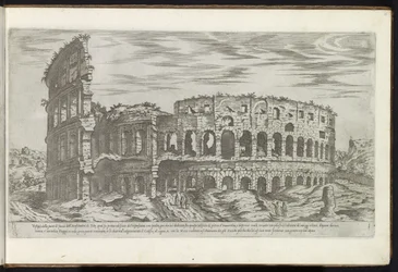 Colosseum te Rom Bouwwerken uit de oudheid (serietitel) Resterne af Roms antikke indsamlet og portrætter i perspektiv af Stefano Du Perac Parisino (serietitel om objekt)