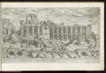 Palatijn til Rom Bouwwerken uit de oudheid (serietitel) Resterne af det antikke Rom indsamlet og fotograferet i perspektiv af Stefano Du Perac Parisino (serietitel om objekt)
