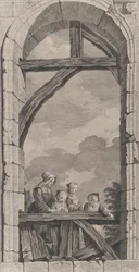 The Chapel of the Foundlings i Paris: Nonne og små piger ser på crec..., 1756.