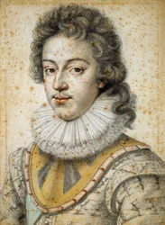 Portræt af Ludvig XIII er 21 år gammel (1601 - 1643). Maleri af Etienne Dumonstier II (1520-1603)