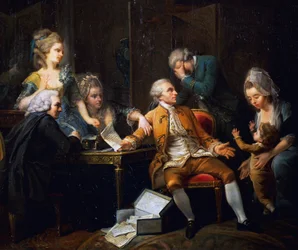 Brudt kontrakt, maleri af Jeaurat Etienne (1699-1789), Frankrig