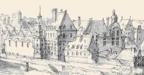 Martellange, Udsigt over Paris 1620 - Ashmolean Museum (detalje med Hôtel de Nevers) (tilpasset)