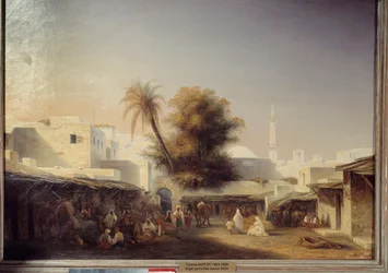 Algier, Port Bab Azoun (Bab-Azoun). Maleri af Etienne Raffort (1802-1895)