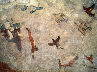En dykker. (Detalje af freskomaleri, 520-510 f.Kr.)