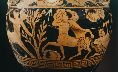 Amfora af Maleren af Centauromachy, detalje, der viser en kentaur. Rød-figur keramik fra Porano (Umbria). Etruskisk civilisation, 4. århundrede f.Kr.