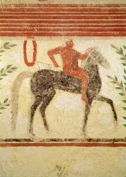 Rytter, venstre side, fra baronens grav, ca. 500 f.Kr. (vægmaleri)