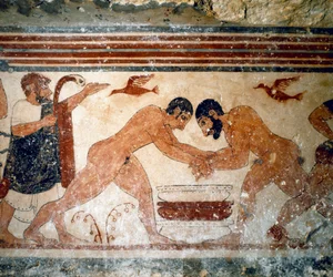 To brydere. (Detalje af fresco, 530 f.Kr.)