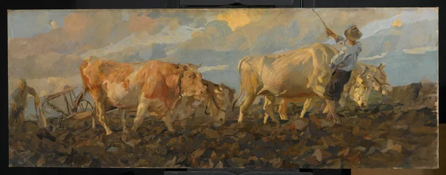 Oxen Ploughing, 1911 (olie på linned)