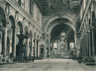 Interiør af basilikaen Santa Maria i Ara Coeli på Capitoline Hill, Rom, Italien, 1927