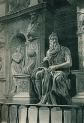 Moses, skulptur af Michelangelo i kirken San Pietro in Vincoli, Rom, Italien, omkring 1926-1927