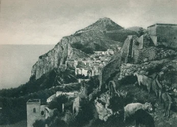 Udsigt over havet med Monte Solaro, Capri, Italien, 1927