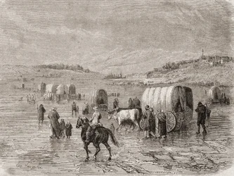 Et vogntog på vej mod vest i 1860