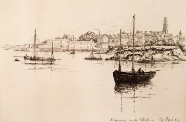Douarnenez set fra Treboul (ætsning)