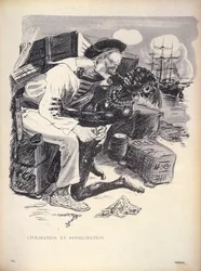 Civilization and Syphilization, s. 1863 indgraveret af Grandjouan fra LAssiette Au Beurre, pub. 10de Jan. 1903