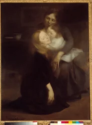 Intimitet eller storesøsteren Maleri af Eugene Carriere (1849-1906) 1800-tallet søn. 1,3x0,99 m Paris, musee d