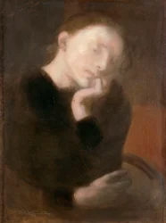 Meditation par Carriere, Eugene (1849-1906), ca 1892 - Olie på lærred, 65,5x48,7 - Ohara Museum of Art, Kurashiki