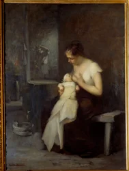 Plejekvindemaleri af Eugene Carriere (1849-1906) 1879 søn. 0,81x0,59 m Rouen, Musee des Beaux Arts