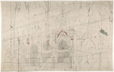 Design til en scene i Opéra, Paris: Kirkens interiør, 1830-90.