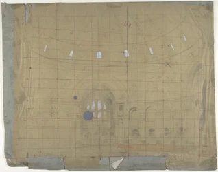 Design til en scene i Opéra, Paris: Kirkens interiør, 1830-90.