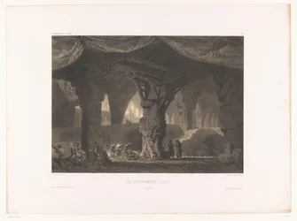 Teaterindretning med katakomben Les katakomber (redigeret) (titel på objekt) Teaterdekorer (serietitel) Décorations de théâtre (serietitel på objekt)