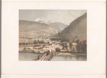 Udsigt over broen ved Rhone brev Seværdigheder i Schweiz, Savoyen og Tyrol La Suisse, la Savoie et le Tyrol