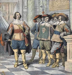Illustration til "Les Trois Mousquetaires" (De tre musketerer), begyndelsen af det 20. århundrede (kobberstik)