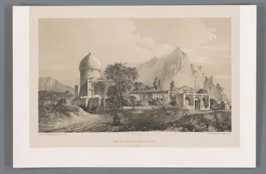 Udsigt over Imamzadeh Komijan i Irak-i Ajam Imâm Zadeh à Koumichâh (Iraq Adjemi) (titel på objektet) Persiske landskaber (serietitel) Perse modern (serietitel)
