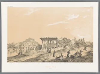 Udsigt over en bygning i Isfahan, Iran Kiosque des miroirs Ispahan (titel på objekt) Persiske landskaber (serietitel) Perse modern (serietitel)