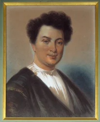 Portræt af Alexandre Dumas Pere (1802-1870) Pastelmaleri af Eugene Giraud (1806-1881) 1830. Villers Cotterets, Musee Alexandre Dumas