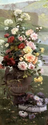 Årstidens blomster - sommer. Maleri af Eugene Henri Cauchois (1850-1911) Privat samling.