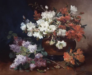 Stilleben med syrener. Maleri af Eugene Henri Cauchois (1850-1911) Privat samling.