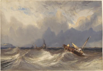 Fiskerbåde kastet før en storm