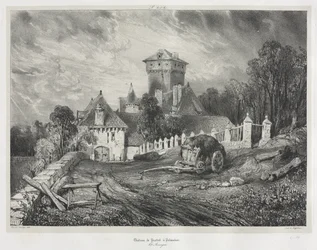 Maleriske og romantiske rejser i det gamle Frankrig: Auvergne (bind II): Pesteil-slottet ved Polminhac, plade 202