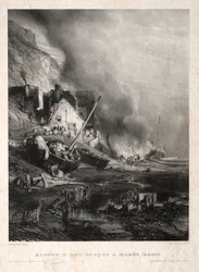 Six Marines: Ombygning af en båd ved lavvande, 1833.