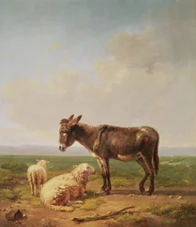 Æsel og får, 1849 (olie)
