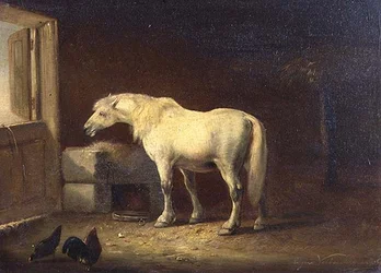 Hvid hest i en stald (panel)