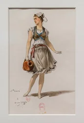 Korrigane. Ballet af Charles-Marie Widor, kostumemodel. 1880, pen, akvarel og gouache på papir.