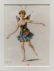 Korrigane. Ballet af Charles-Marie Widor, kostumemodel. 1880, pen, akvarel og gouache på papir.