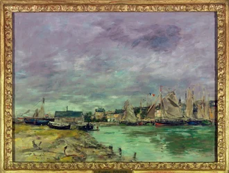 Havnen i Trouville (Trouville-sur-Mer), Calvados Maleri af Eugene Louis Boudin (1824-1898) 1891 Dim 0,41 x 0,55 m Paris Louvre museum Obligatorisk omtale: Donation Helene og Victor Lyon