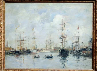 Sejlbåde ved havnen, Deauville i 1896 Maleri af Eugene Louis Boudin (1824-1898) 1896 Søn. 0,26 X 0,35 m Lyon, musee des Beaux Arts