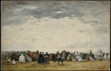 Feriegæster på stranden i Trouville