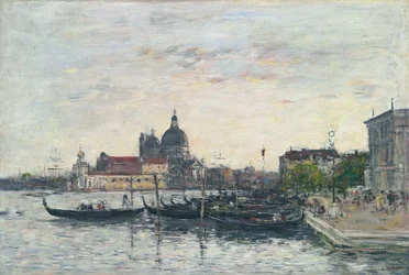 Venedig, muldvarpen ved indgangen til Canal Grande og salutten, aften, 1895