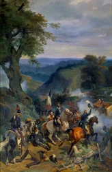 Revolutionære krige: "" Slaget i Argonnes besmittelser under kommando af general Dumouriez i september 1792"" Maleri af Eugene Louis Lami (1800-1890) 1834 Søn. 1,9x0,9 m