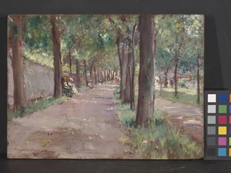 Gadescene (olie på panel)