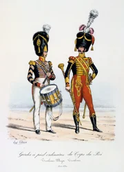 Ordinære fodvagter af kongens korps, trommemajor og trommeslager, 1822-30