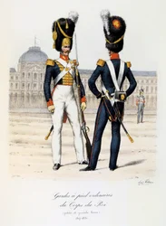 Gardes a pied ordinaires du Corps de Roi, petite and grande tenue, 1817-30 