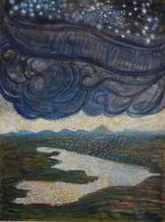 Land and Light, 2022 (olie, pigmenter på hessian)