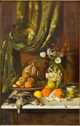 Blomster, frugt og vildt (olie på lærred)