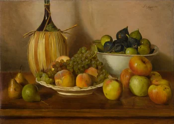 Stilleben med frugt (oliemaleri på lærred)