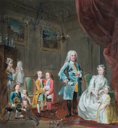 Portræt af den 3. Lord Oxford og hans familie (olie på papir)